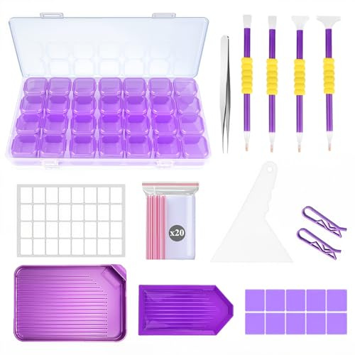 JSRQT Kit Completo per Pittura Diamantata, 46 Pezzi Accessori e Strumenti per Diamond Art Painting, Ideale per Adulti e Bambini, Regalo Creativo Fai da Te