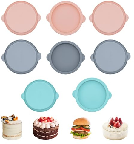 XINGNA 8 Moule Silicone Patisserie, Ø 12 cm, Moules à œufs, Moule Muffins Silicone, Moule en Silicone Patisserie pour Pains à Hamburger, Gâteaux à étages pour Sandwichs, Cupcakes et Muffins