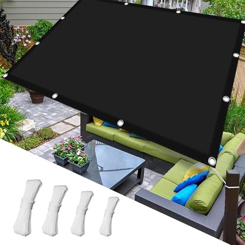 Sun Shade Sail Waterproof Square 7.5 x 10 m Wetterschutz Sonnenschutz Sonnendach mit Ösen Und Befestigungsseile für Patio Balkon Terrasse Camping, Schwarz