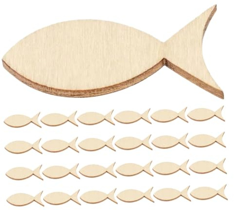 jojofuny 50stücke Unverarbeitete Holzausschnitte in Fischform Für Heimwerkerarbeiten Küsten-wanddekoration Leere Holzformen Zum Bemalen Kleine Holzfische Für Kreative Projekte