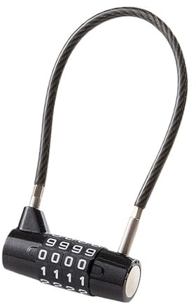WENJION Lucchetto a combinazione con codice a 4 cifre e corda in acciaio da 175 mm, lucchetto per mobili da giardino, attrezzi, maniglia frigorifero, cancello, serratura multiuso con codice numerico