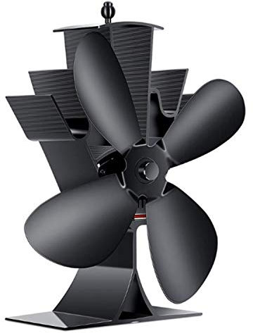 4 Blades Stove Fan Quiet Heat Powered Stove Fan Anodized Alumina Stove Fan for Wood Log Burner Fireplace