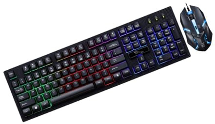 FUNNETOYU Clavier Et Souris Filaire USB Gaming Ensemble Kit Mécanique Confortable pour Pc Jeux Bureau