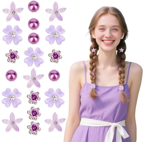 Bumlofa Set di 20 fermagli per capelli piccoli in tonalità lilla, eleganti fermagli per capelli con cristalli per un'acconciatura affascinante