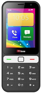 TTfone TT280 – Simple 4G Dual SIM Bar Phone with Android, 2.8 Touchscreen, Keypad, 2MP Camera, USB-C - Easy to Use Unlocked Mobile (with USB Cable)