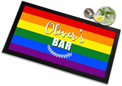 Tapis de bar personnalisé avec drapeau arc-en-ciel – LGBTQ+ Pride Flag Pride | Tapis de bar pour pub, club, bar