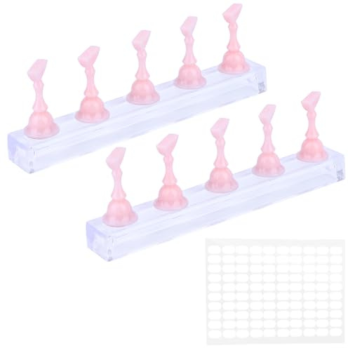 2 Juego Soporte para Pintar Uñas, Base Magnética Acrílica Soporte de Exhibición de Uñas Postizas para Presionar con 100uds Cinta Adhesiva Doble Cara Herramientas Entrenamiento Manicura