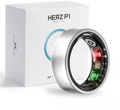 Herz P1 Smart Ring for Women & Men, (Size 6) 24/7 Health Metrics Fitness Ring, Tracks 20+ Biometrics, 6 Days Battery Life, Waterproof Stainless Steel