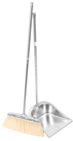 Besen- und -Set – Set mit verstellbarem Griff, ergonomische Reinigungskombination | Design mit schweren Borsten, platzsparendes Staubsystem für den Sommerraum