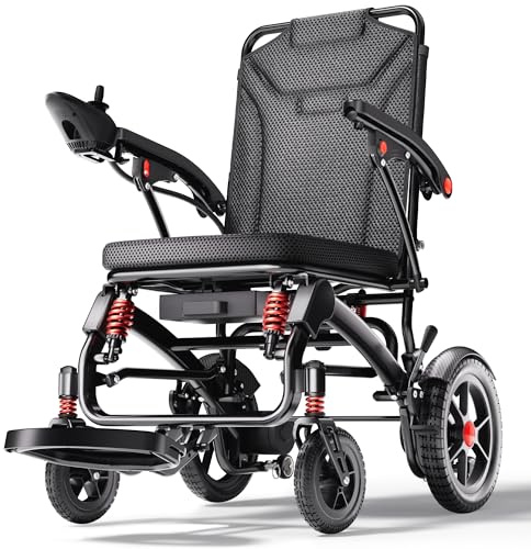 Serianie 39LB Ultra Lightweight 25 Miles Electric Wheelchairs for Adults, Foldable Motorized Wheelchair for Seniors, Long Travel Range Mobility Scooter, All Terrain Compact Portable Power Wheelchair