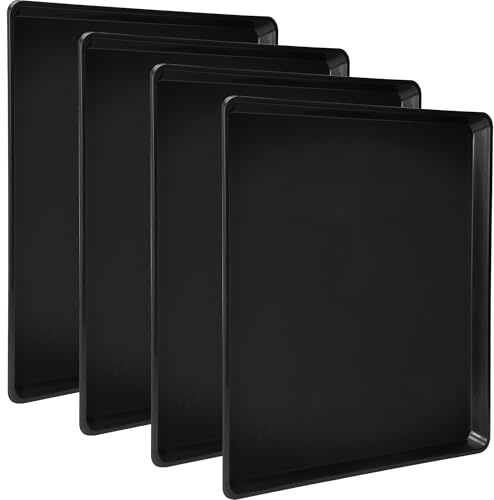 aleawol Auto-Ölauffangwanne, 58 x 55 x 3 cm, 4 Stück, Schwarz | Auffangwanne Kunststoff Groß, Universal Ölauffangbehälter, Pflanzschalen, Ölwanne Auffangwanne für Garage, Garten, Küch