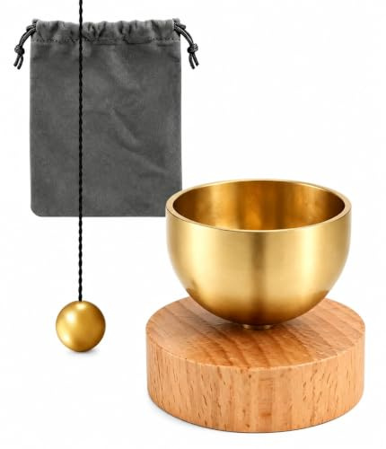4 Stück Klangschalen Set mit Tasche, Glocke und Schlägel – Handgefertigte Klangschalen für Yoga, Meditation und Entspannung