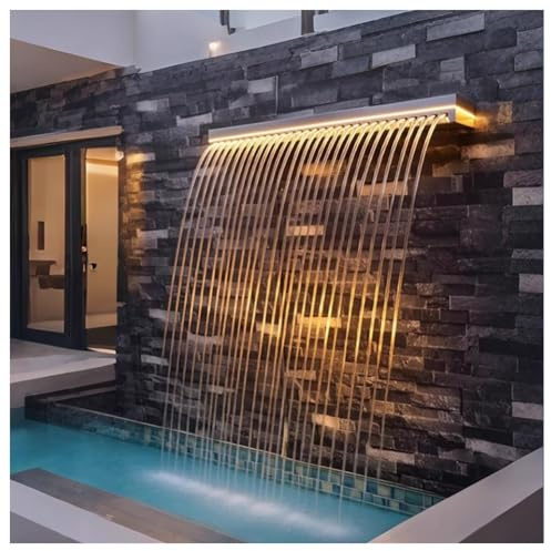 Überlauf aus Edelstahl Poolbrunnen Wasserfall für Schwimmbad, Gartenteich, Terrasse und Wellnessbereich(30CM)