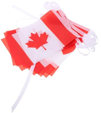 TOYANDONA Striscione Bandiere del Canada 14x21 Cm Resistente alle Intemperie, Bandierine Appese da 16 Piedi per Decorazioni da Giardino e Feste Nazionali, Gagliardetto Canadese per Eventi