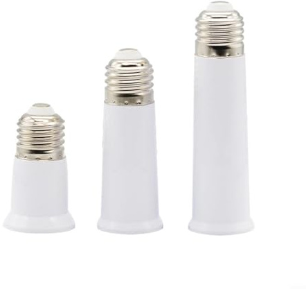 HomeVortex Adaptador de extensión de bombilla LED E27 a E27, base de soporte de lámpara de PBT ignífuga, convertidor para ventiladores de techo y accesorios de difícil acceso, 220V 3A, blanco (120mm)