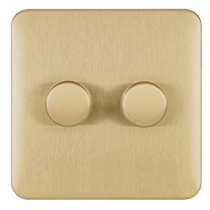 Schneider Electric GGBL6022CSBS Schneider Electric Lisse Screwless Deco Uni Dimmer 2G 2way 250W/VA SB, 250 W, 240 V, Satin Brass