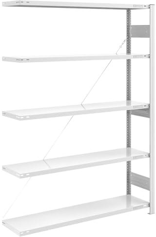 eurokraft | Schwerlast-Steckregal | RAL 7035 | Regalhöhe 2000 mm | Anbauregal | BxT 1300 x 400 mm