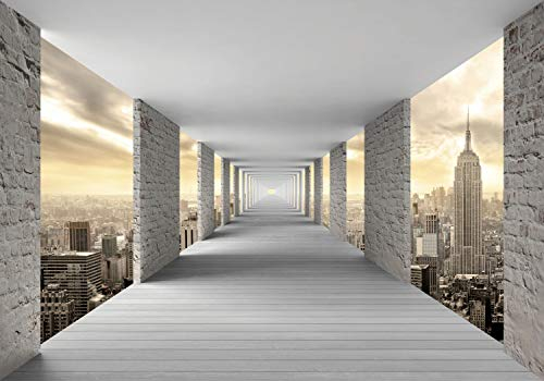 decomonkey Fototapete selbstklebend New York 343x256 cm XL Selbstklebende Tapeten Wand Fototapeten Tapete Wandtapete klebend Klebefolie 3d Effekt Architektur City Stein