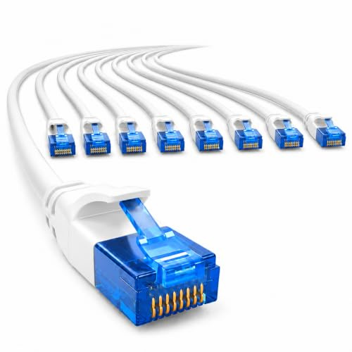 1aTTack.de 660400 Cat6 Cat.6 Kabel Cat Netzwerkkabel 7,5m - Patchkabel Slim Kabel (Kleiner Durchmesser - sehr flexibel) 1000 Mbit/s - 10 Stück - weiß