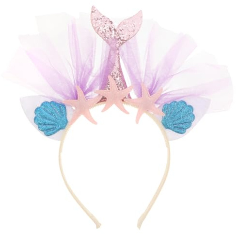 FRCOLOR Meerjungfrau Haarreif Glitzer Mesh mit Seestern Bequemer Haarschmuck für Mädchen Karneval Party