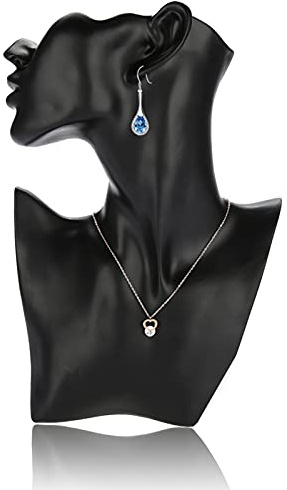 YUYTE Boutique collier affichage de bijoux buste, affichage de bijoux vente au détail collier mannequin stand, pour collier boucle d'oreille tour de cou pendentif médaillon (Noir)