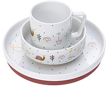 LÄSSIG Service de table occasionnel assiette en porcelaine assiette bol tasse/Dish Set Porcelain Garden Explorer girls