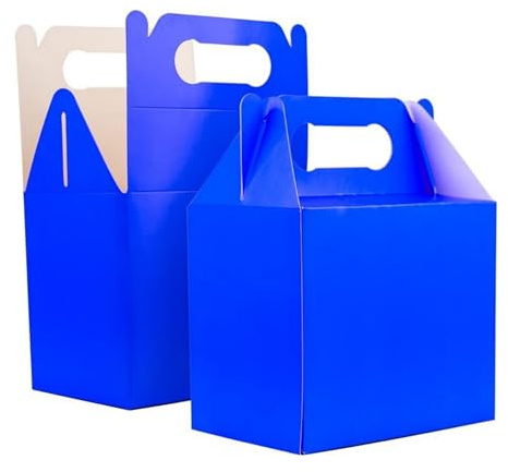 SHATCHI Confezione da 20 Sacchetti in Cartone Blu per Pranzo da asporto, per Compleanno, Matrimonio, Cibo, Torte, Feste, Sacchetti per Bambini