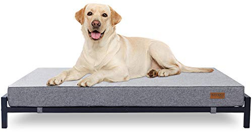 KOPEKS Hochbett mit Matratze für Hunde und Haustiere, Größe XL, Grau und Schwarz