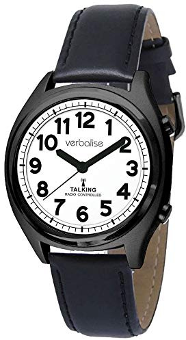 Verbalise Talking Watch Radio Controlled with Black Leather Strap