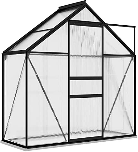 vidaXL Gewächshaus UV-beständig Wärmeisolierend Treibhaus Tomatenhaus Frühbeet Garten Pflanzenhaus Gartenhaus Anthrazit Aluminium 1,33m²