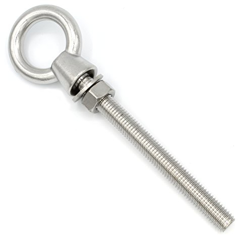 HEAVYTOOL Augbolzen mit metrischem Gewinde M12 x 120 mm (2 Stück) Edelstahl A4 AISI316 Schraube mit Ring Ringschraube Schrauben Ösen Ringkopf