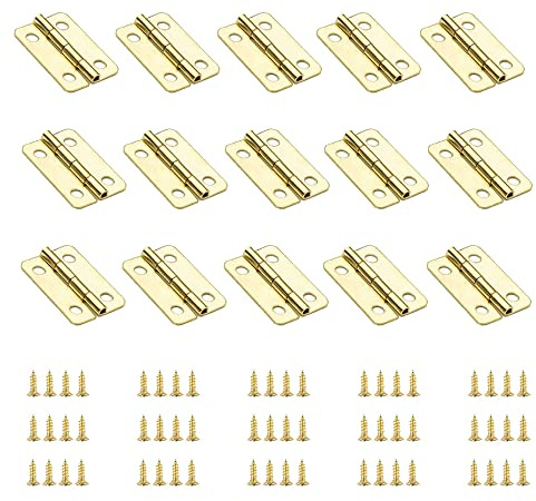 YUE QIN 100 Stück Scharniere Klein aus Antikem Messing Schanier Kleine | Scharniere für Holzkisten Klavierscharniere Dekorative Mini Scharniere mit 400 Stück Ersatz-Scharnierschrauben mit Box