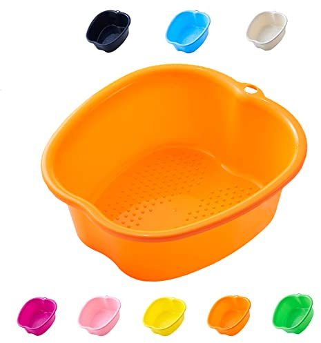 Stort fotbad för spa- och fotmassage, tjockt fotfotbad Fotbad Spa -skål för pedikyr detox och massage Perfekt för att blötlägga dina fötter, tånaglar och anklar (orange)