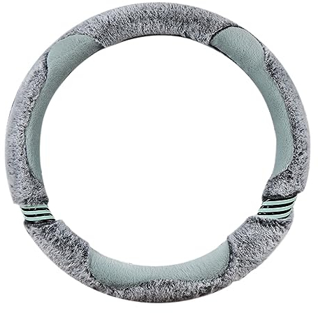 Plüsch Auto Lenkradbezug, 38cm / 15'' Universal Lenkradhülle Winter Warme Plüsch Teleskop Lenkradbezug rutschfeste Lenkradschutz Lenkradabdeckung Lenkradschoner für Auto Zubehör Für Damen,Grün