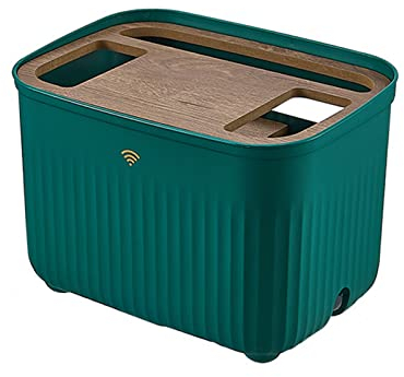 PPGE Home Router Aufbewahrung Box Kabelmanagement Box Schreibtisch Kabel Router Cable Verstecken Box Multi Layer Router Organizer Boxen Plastik und Holz Abdeckung Dekorative Regal (Color:Dunkelgrün)