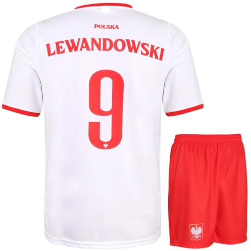 Polen Lewandowski Fußball Trikot Set - Kinder und Erwachsene - Jungen - Sportsachen - Geschenk - Sport t Shirt - Sportbekleidung - Größe M