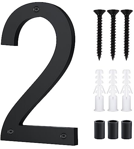 Floating 3D House Number 0-9, 10 Inch Address Numbers Acrylic House Number Large Modern House Numbers for Door Address Mailbox House Wall Outside (2, Black)