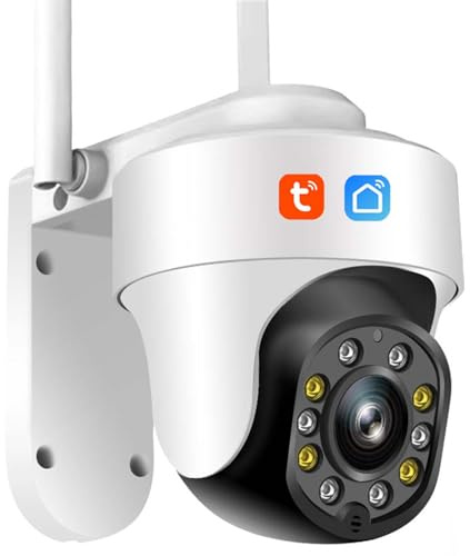 KEYQEEN Tuya Smart Life Cámara IP WiFi, cámara de Seguridad PTZ de visión Nocturna para Exteriores de 5MP, detección Humana, videovigilancia de Seguimiento automático,Camera+64g