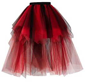 BABYONLINE D.R.E.S.S. Jupe en Tulle Années 50 Rockabilly Jupon Multicolore Carnaval Costume Jupon Jupes Courte Robe de Bal, noir/rouge, taille unique