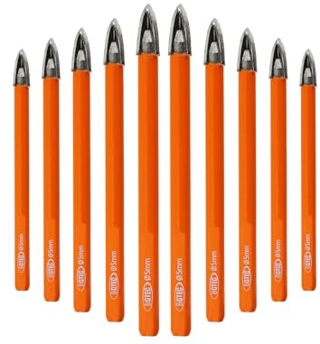 BGTEC Brocas de metal duro Brocas para mampostería, 10pcs 5MM Broca espiral en cruz de aleación dura para Madera Plástico Mampostería Cerámica Hormigón Mármol