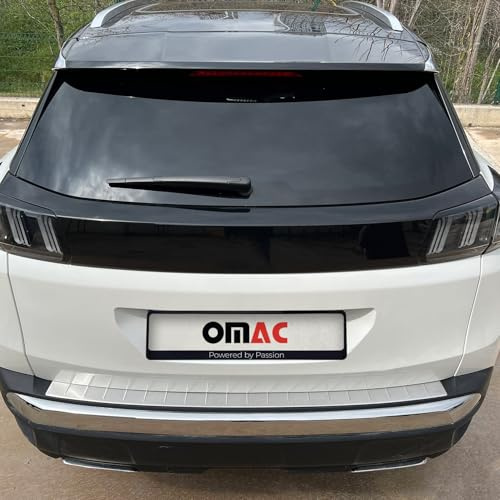 OMAC Protection de Pare-Chocs Arrière pour Peugeot 3008 II 2016-2024 – INOX Finition brossée – Seuil de Coffre sur Mesure – Protection Seuil de Chargement