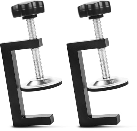 RUNEAY C Klemme 2 Stück, Tischklemme C Zwinge Schraubklemme, Trägerklemme für Zwingen Verstellbaren Schraubzwingen Klein C-Klemme Tischklammern Universal Schraubzwingen(Schwarz)