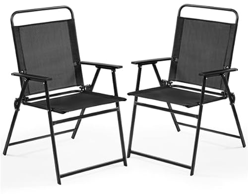 Soberine Set di 2 Sedie Pieghevoli da Esterno Giardino Balcone Richiudibili con Braccioli Nero