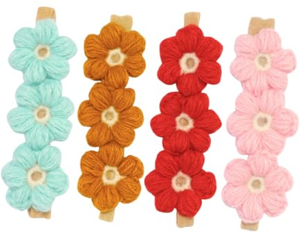 BIUDECO Fascia per Capelli Bambina 4 Set in Cotone Nylon Fiore senza Deformazione senza Sbiadire Accessori per Capelli Raffinati per Performance Sceniche