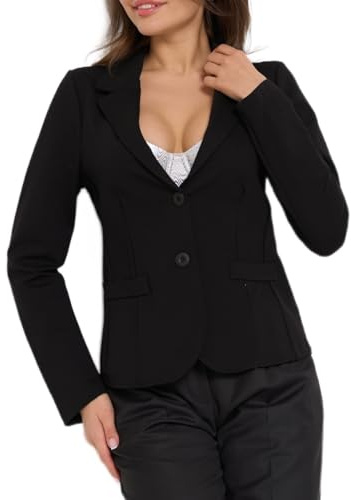 Ballandoro Damblazer i Trikå – Figursydd Jerseykavaj utan Foder och Fickor – Casual Kavaj för Kontor och Vardag – Resvänlig och Mjuk Blazer för Kvinnor, Svart, XXL