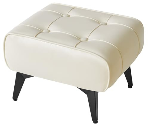 YMYNY 10.2 H Reposapies Otomano, Taburete Reposapiés de Cuero PU con cojín Acolchado para el Asiento.Reposapies Salon para Sofa, Blanco HBD037W