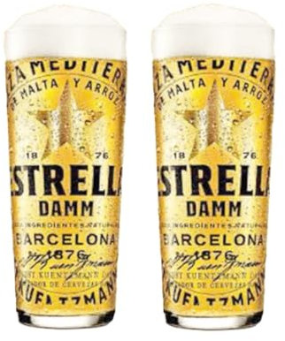 Laurie's Pub and Bar Accessories Estrella Damm Beer Pint Glasses, Set of 2