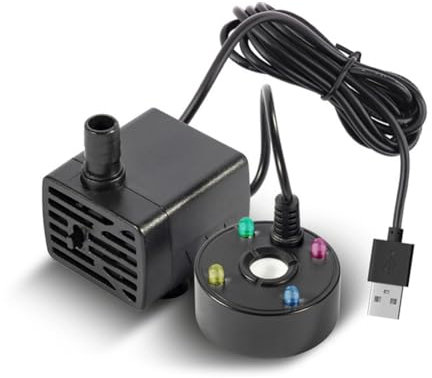 Luwqceu USB 5V Water Pump Mist Maker LED Lights Mini Mister Fog Machine, Indoor Fountain Garden Pond Water Fogger Atomizer Black