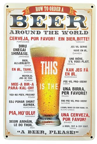 Come ordinare una birra - DiilHiiri Targa Retro 30x20cm — Regalo per gli appassionati di birra | Decorazione del garage | Decorazione vintage | Decorazione della grotta dell'uomo (2635-291)