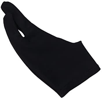 Healeved 2 Pcs Artist Drawing Gloves Two Finger Curved Size L Black Spandex Material Anti-Sweat Reduces Friction Breathable Sketch Gloves for Tablet and Painting